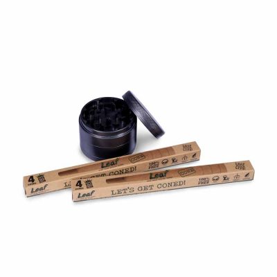 8 LEAF Pre-Rolled Cones with a 4 Part Metal Weed Grinder
