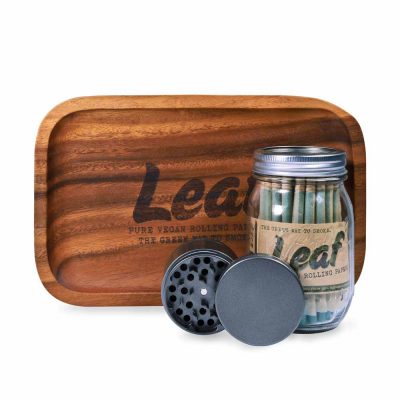LEAF 40 cones - Weed Grinder - Wooden Tray Set
